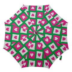 Pink Hearts Valentine Love Checks Hook Handle Umbrellas (medium) by Nexatart