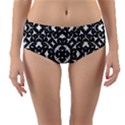 Black And White Geometric Pattern Reversible Mid-Waist Bikini Bottoms View3