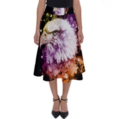 Awesome Eagle With Flowers Perfect Length Midi Skirt by FantasyWorld7