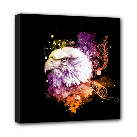 Awesome Eagle With Flowers Mini Canvas 8  X 8  by FantasyWorld7
