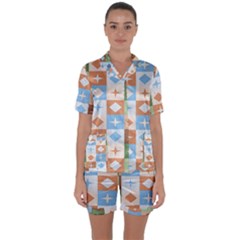 Fabric Textile Textures Cubes Satin Short Sleeve Pyjamas Set by Nexatart