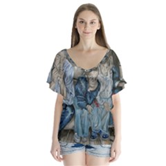 The Nobodies V-neck Flutter Sleeve Top by redmaidenart
