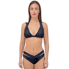 Dark Ethnic Sharp Pattern Double Strap Halter Bikini Set by dflcprints
