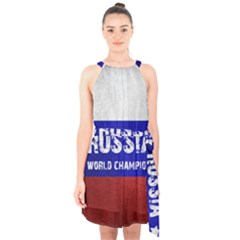 Football World Cup Halter Collar Waist Tie Chiffon Dress by Valentinaart
