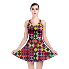 Colorful Rhombus And Triangles                                Reversible Skater Dress by LalyLauraFLM
