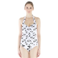 Birds Pattern Photo Collage Halter Swimsuit by dflcprints