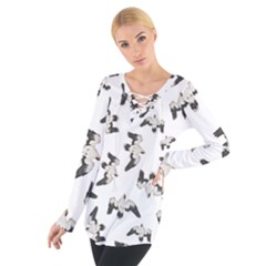 Birds Pattern Photo Collage Tie Up Tee by dflcprints