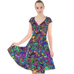 Artwork By Patrick-pattern-31 1 Cap Sleeve Front Wrap Midi Dress by ArtworkByPatrick