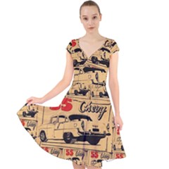 55 Chevy Cap Sleeve Front Wrap Midi Dress by ArtworkByPatrick