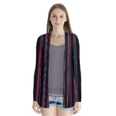 Multicolored Dark Stripes Pattern Drape Collar Cardigan by dflcprints