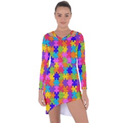 Colorful-10 Asymmetric Cut-out Shift Dress by ArtworkByPatrick