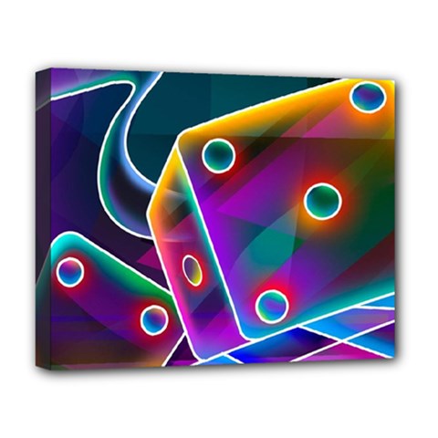 3d Cube Dice Neon Deluxe Canvas 20  X 16   by Sapixe