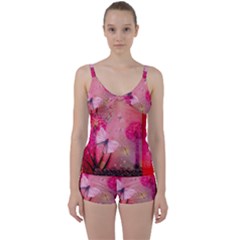 Wonderful Butterflies With Dragonfly Tie Front Two Piece Tankini by FantasyWorld7