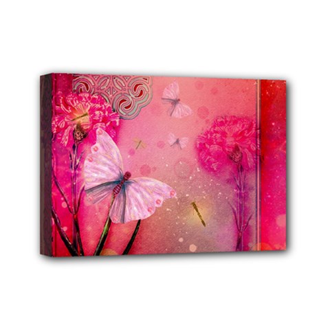 Wonderful Butterflies With Dragonfly Mini Canvas 7  X 5  by FantasyWorld7