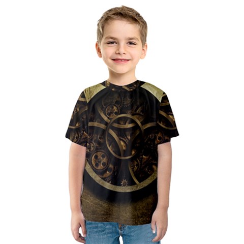 Abstract Steampunk Textures Golden Kids  Sport Mesh Tee by Sapixe