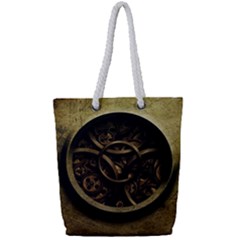 Abstract Steampunk Textures Golden Full Print Rope Handle Tote (small) by Sapixe