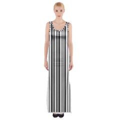 Barcode Pattern Maxi Thigh Split Dress by Sapixe