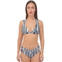 Barcode Pattern Double Strap Halter Bikini Set View1