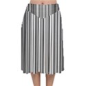 Barcode Pattern Velvet Flared Midi Skirt View1