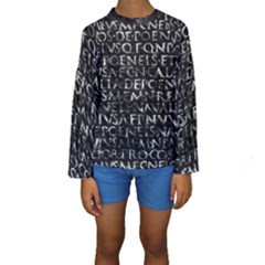 Antique Roman Typographic Pattern Kids  Long Sleeve Swimwear by dflcprints