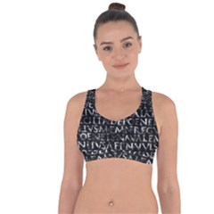 Antique Roman Typographic Pattern Cross String Back Sports Bra by dflcprints