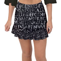 Antique Roman Typographic Pattern Fishtail Mini Chiffon Skirt by dflcprints