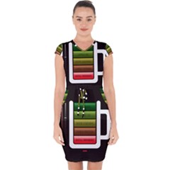 Black Energy Battery Life Capsleeve Drawstring Dress  by Sapixe