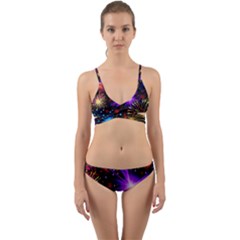 Celebration Fireworks In Red Blue Yellow And Green Color Wrap Around Bikini Set by Sapixe