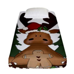 Christmas Moose Fitted Sheet (single Size) by Sapixe