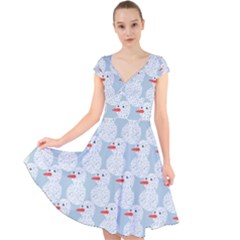 Christmas Wrapping Papers Cap Sleeve Front Wrap Midi Dress by Sapixe
