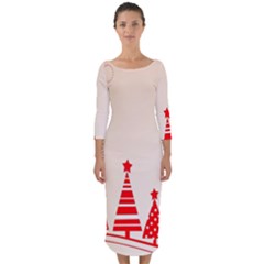 Christmas Clipart Wallpaper Quarter Sleeve Midi Bodycon Dress by Sapixe