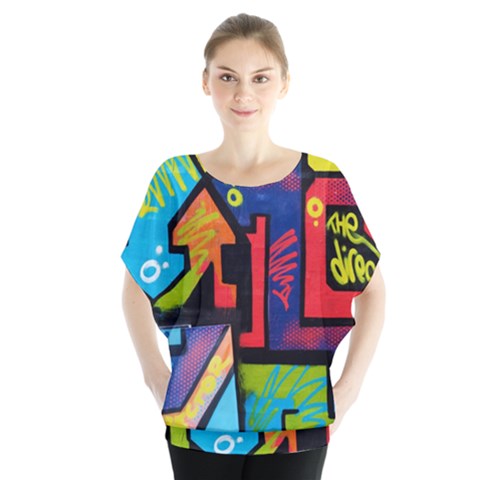 Urban Graffiti Movie Theme Productor Colorful Abstract Arrows Blouse by genx