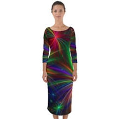 Colorful Firework Celebration Graphics Quarter Sleeve Midi Bodycon Dress by Sapixe