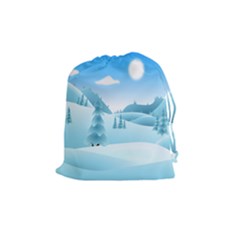 Landscape Winter Ice Cold Xmas Drawstring Pouches (medium)  by Nexatart