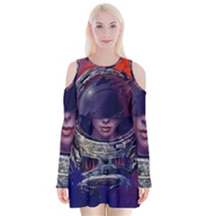 Eve Of Destruction Cgi 3d Sci Fi Space Velvet Long Sleeve Shoulder Cutout Dress by Sapixe