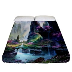 Fantastic World Fantasy Painting Fitted Sheet (california King Size) by Sapixe