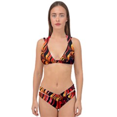 Fractal Mathematics Abstract Double Strap Halter Bikini Set by Sapixe