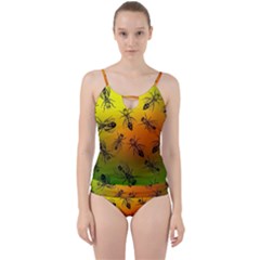 Insect Pattern Cut Out Top Tankini Set by Sapixe