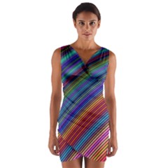 Multicolored Stripe Curve Striped Wrap Front Bodycon Dress by Sapixe