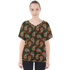 Pattern Abstract Paisley Swirls V-neck Dolman Drape Top by Sapixe