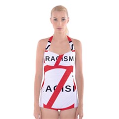 No Racism Boyleg Halter Swimsuit  by demongstore