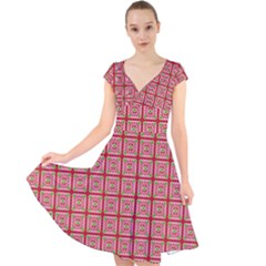 Christmas Paper Wrapping Paper Cap Sleeve Front Wrap Midi Dress by Sapixe
