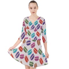 Macaron Macaroon Stylized Macaron Quarter Sleeve Front Wrap Dress by Sapixe