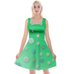 Snowflakes Winter Christmas Overlay Reversible Velvet Sleeveless Dress by Sapixe