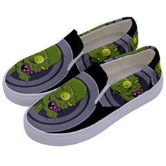 Zombie Pictured Illustration Kids  Canvas Slip Ons by Sapixe