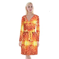 Board Conductors Circuits Long Sleeve Velvet Front Wrap Dress by Sapixe