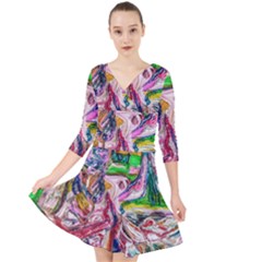 Budha Denied The Shine Of The World Quarter Sleeve Front Wrap Dress by bestdesignintheworld