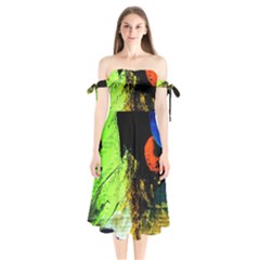 I Wonder Shoulder Tie Bardot Midi Dress by bestdesignintheworld
