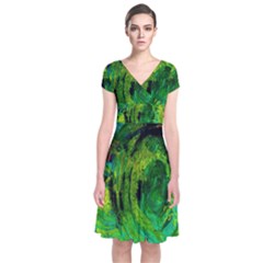 One Minute Egg 5 Short Sleeve Front Wrap Dress