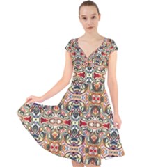 Artwork By Patrick-colorful-31 Cap Sleeve Front Wrap Midi Dress by ArtworkByPatrick